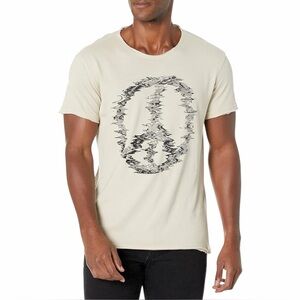 JOHN VARVATOS ☆ Distorted Peace Sign Raw Edge T-Shirt ☆ NWT $118
